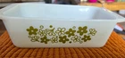 Vintage PYREX  1 1/2 Qt Spring Blossom Loaf Pan Green Floral Oven Safe 8.5"