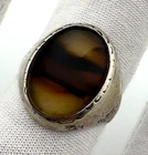Moss Agate Men's Sterling Silver Ring Size 10.5 Vintage 8.7g