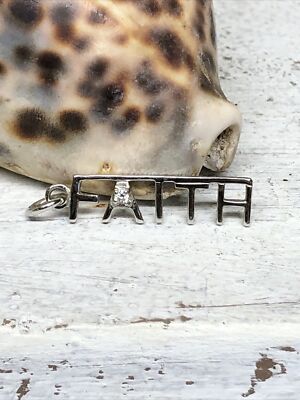 Estate Find, .925 FAITH Pendant With CZ Stone And Makers Mark