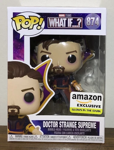 Funko Pop! Marvel: ¿Qué pasaría si...? Dr. Strange Supreme 874 Glow Amazon GITD COMO NUEVO + PP