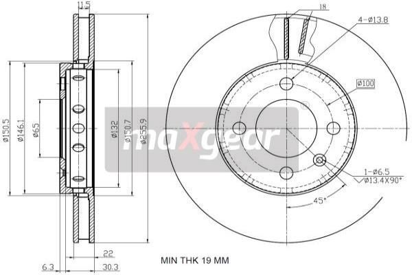 2X Maxgear 19-2856 Bremsscheibe FüR Seat Skoda VW-image