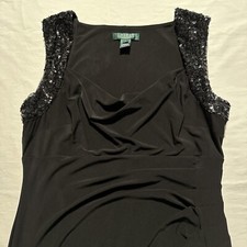 Ralph Lauren Women's Evening Gown Black Sequined Dress - Size 8 - Pre-owned