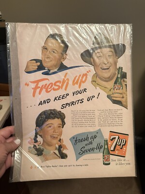 7 up poster Fresh Up With 7up Vintage Original Antique