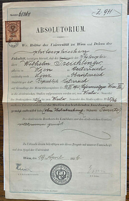 Karl Luick - Angelist ( 1865 - 1935 ) -  original Autograph auf Absolutorium