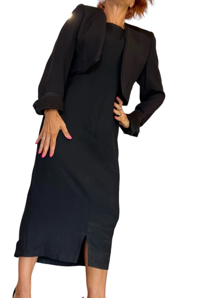 SONIA RYKIEL FRANCIA MUJER VESTIDO CHAQUETA NEGRA CONJUNTO TRAJE FUNDA SIN MANGAS 44 M Foto 3 de 4