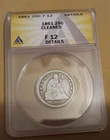 1861 seated liberty quarter ANACS F12 FINE Cleaned