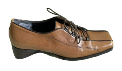 Mamma Donna Chicco Size 37 Shoes Wedge Lace Heel 1.5  Leather Brown #502