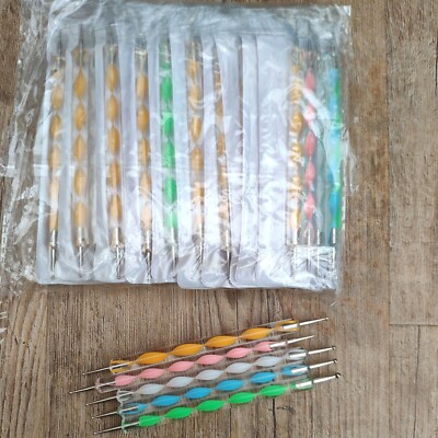 10 Packungen 2 Wege Nail Art Punkte Stift Kristall Werkzeug Kit Set Maniküre Malerei 