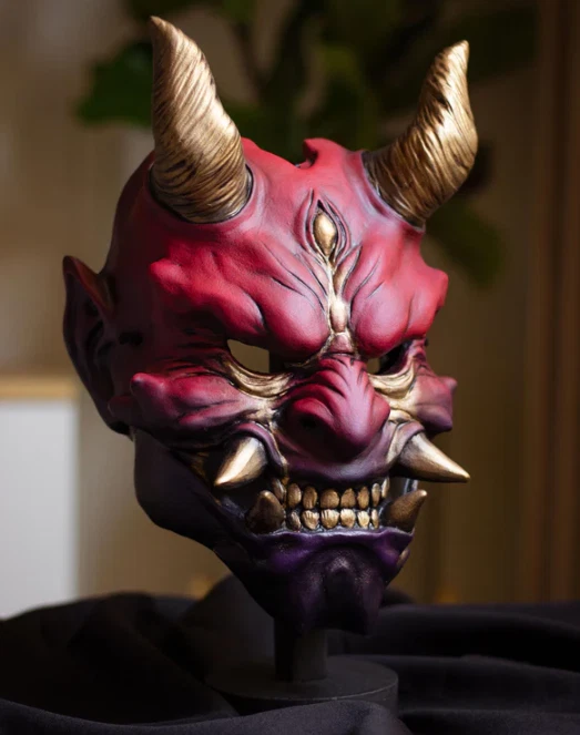 Shuten-dōji Oni Mask – Japanese Demon Cosplay Mask – Red Oni Yokai - Image 3 of 4