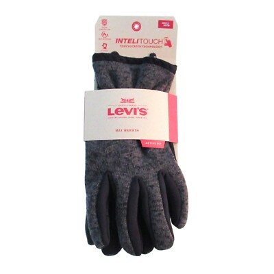 Levis Womens Gloves Active Fit Size L Black Charcoal Gray Set 45LV030026 NEW