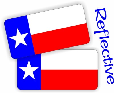 pair REFLECTIVE TEXAS FLAGS Map Vinyl Hard Hat Helmet Stickers Decals Shape 1x2
