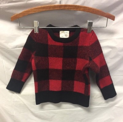 Crewcuts Red & Black Plaid Kids Sweater Kids Sz 2 VINTAGE VTG