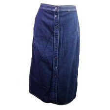 Vintage Calvin Klein Denim Skirt Jean Size 4 Modest Pockets Snaps