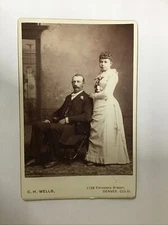 Cabinet Photo Bride and Groom  Fancy Satin Dress -  C.H. Wells Denver Colo.