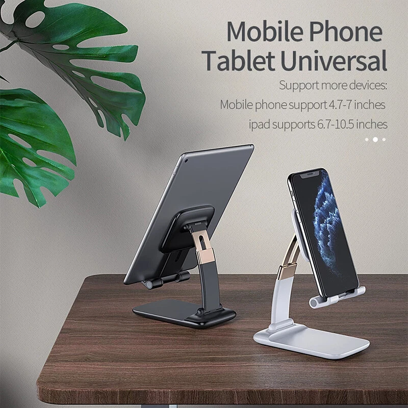 Foldable Metal Desk Mobile Phone Holder Stand For iPhone 14 13 Pro iPad Tablet - Image 2 of 4
