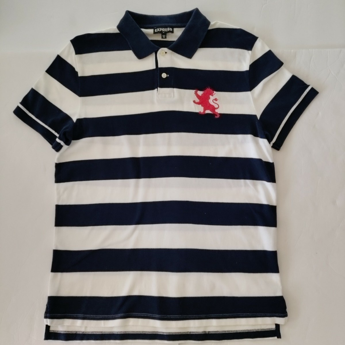 Express Polo Shirt Men's XL Blue Striped Pique Polo Large Lion | eBay