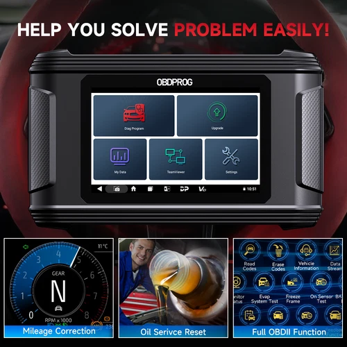 OBDPROG M500 Car Cluster Calibration Tools OBD2 Scanner Oil Reset Mileage Adjust - Picture 2 of 21