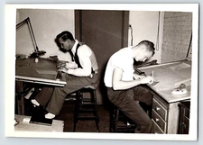 VINTAGE PHOTO OLD ANTIQUE MEN WORKERS DRAFTING TABLE CAMLOC FASTENER CORPORATION