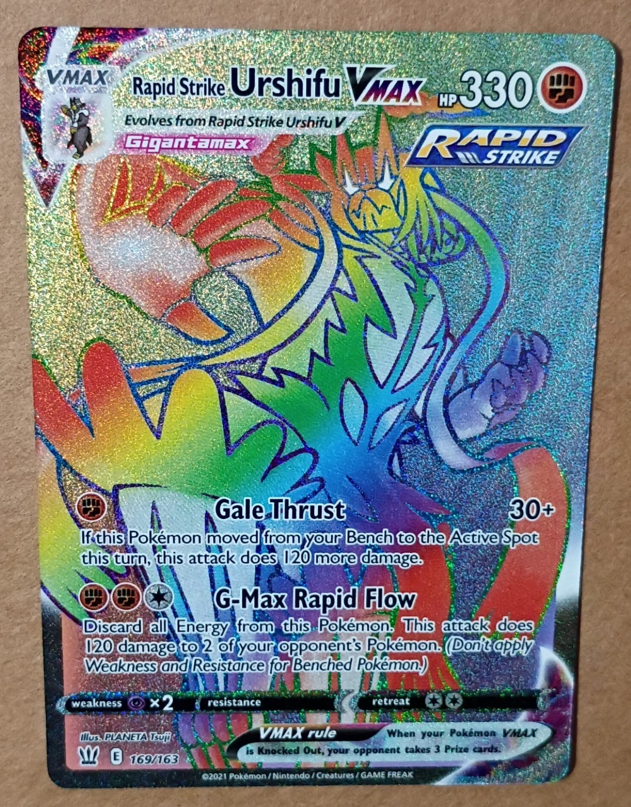 Rapid Strike Urshifu VMAX (Secret) 169/163 Swsh05: Battle Styles Rainbow Holo