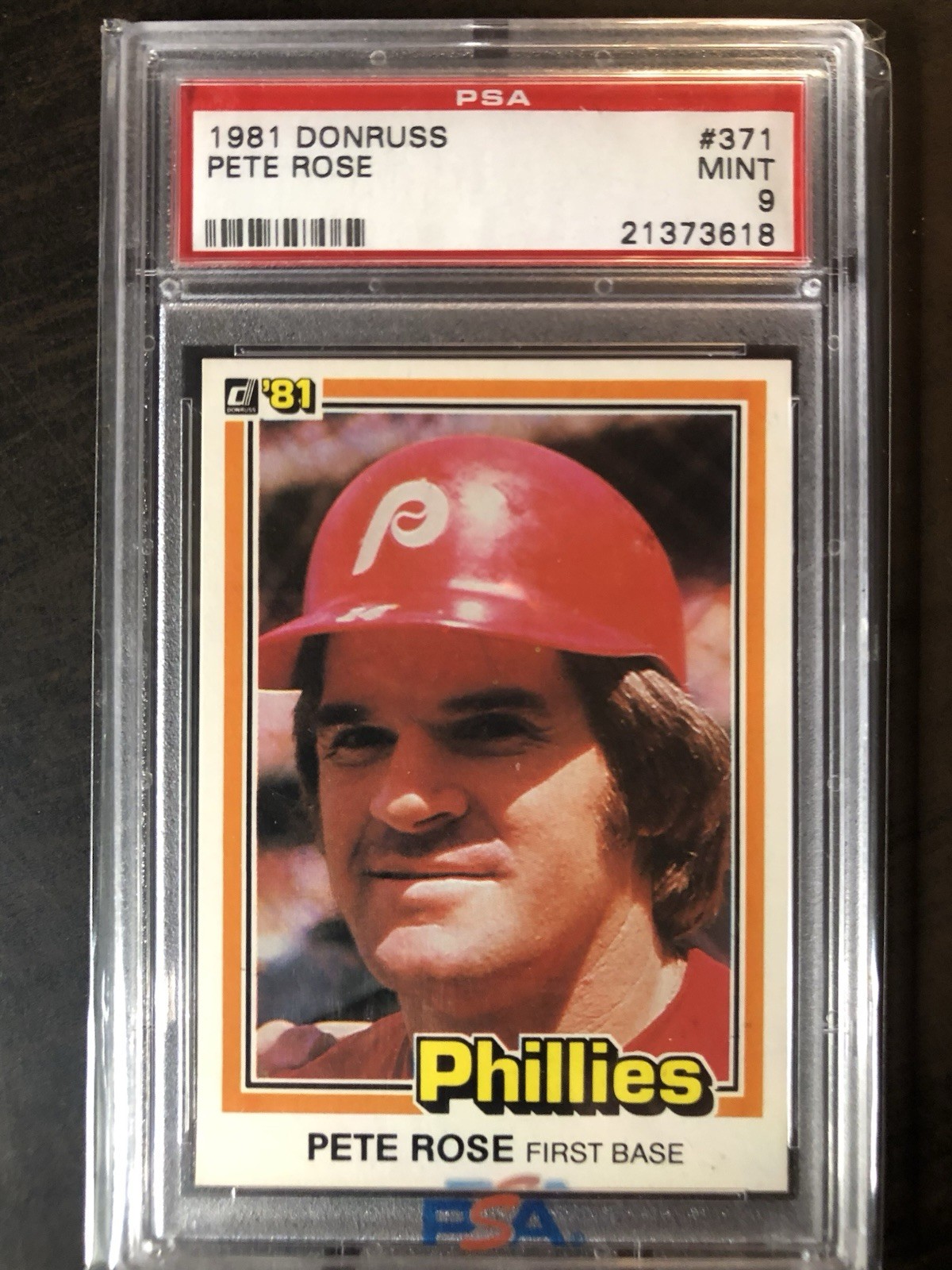 1981 DONRUSS #371 PETE ROSE PHILLIES PSA 9
