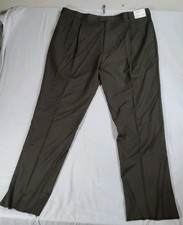 NEW Joseph  Feiss Pants 48 Gray Stripe Pleated 100 Wool Dress Suit Trousers