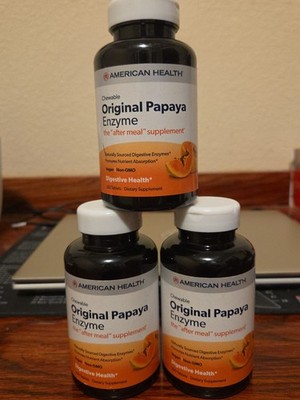 3X American Health Original Chewable Papaya Enzyme 250 tabs ea. OCTOBER 2027