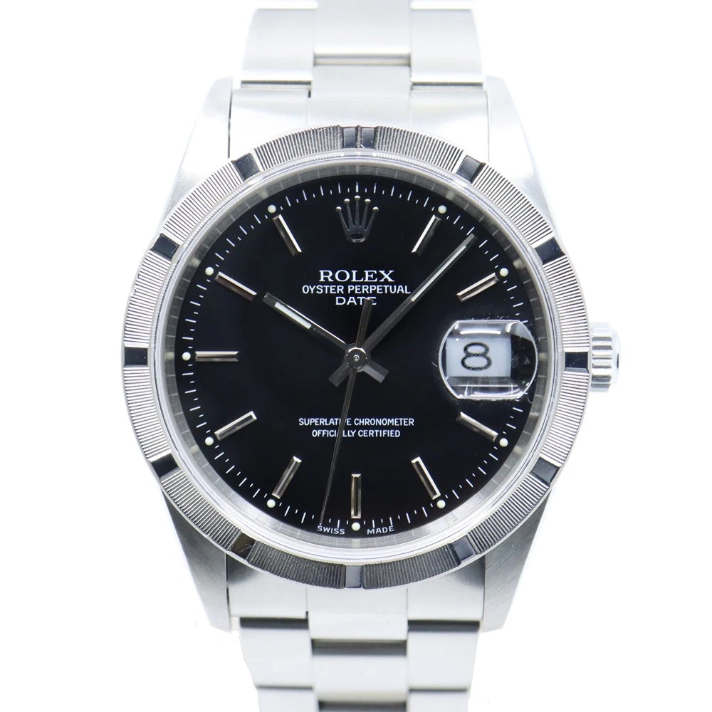 Rolex — Rolex Oyster Perpetual Date 15210 33.5mm SS Black Dial Automatic 2019 #UW245