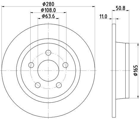 HELLA 8DD 355 133-741 BRAKE DISC Rear (PAIR)