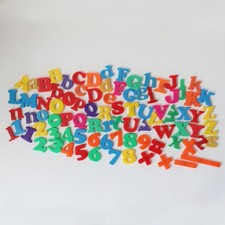 Vintage Lot of 75 Magnetic Alphabet Letters and Numbers - Color Fridge Magnets