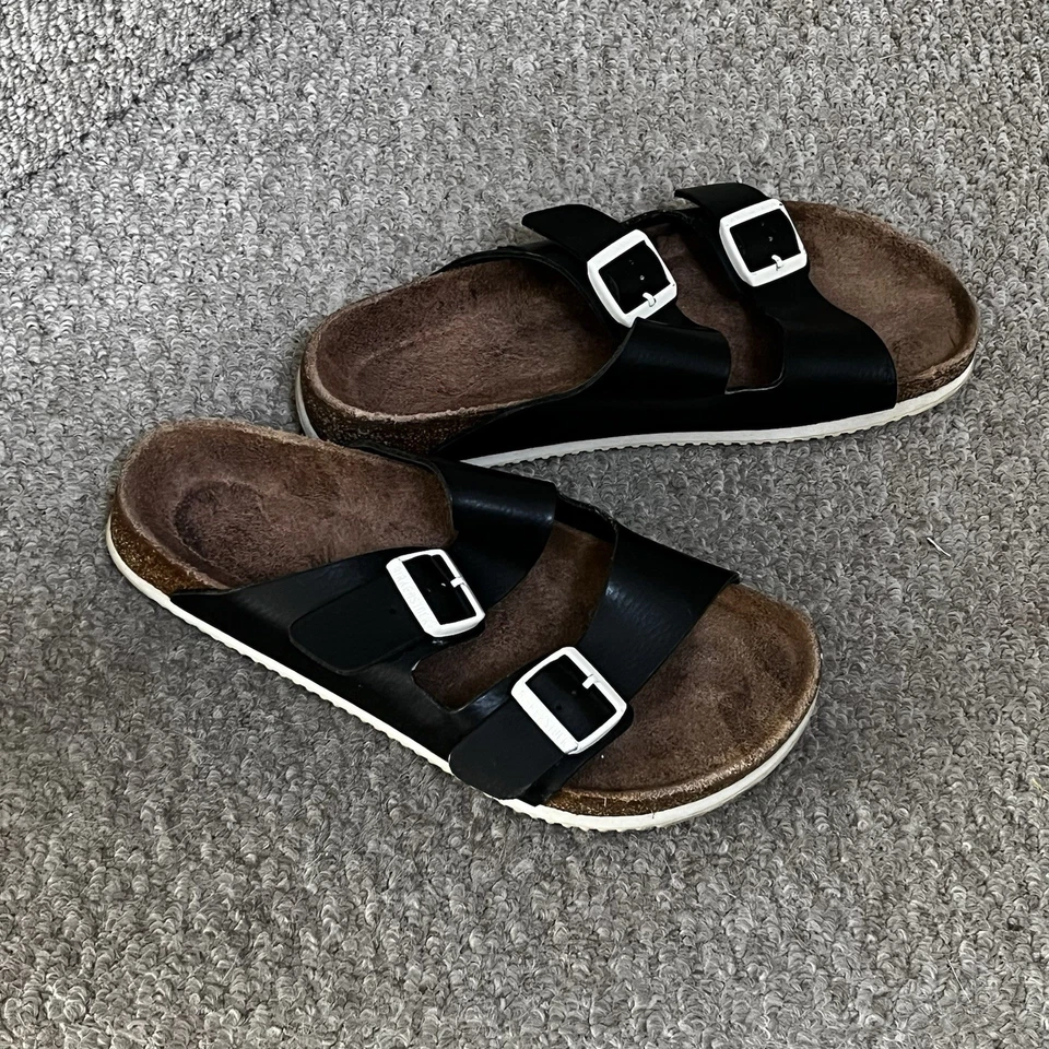 Sandalias Birkenstock Arizona de cuero negro súper agarre plantilla suave para hombre 44/285 Foto 2 de 4