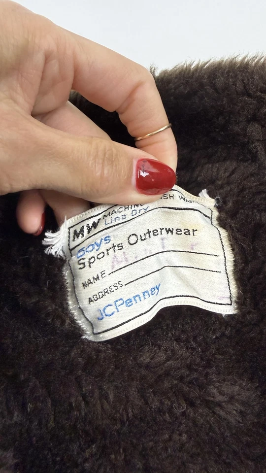 Vintage JCPenney Jacket Boys Medium Brown Corduroy Sherpa Lined Coat 70s - Image 4 of 4