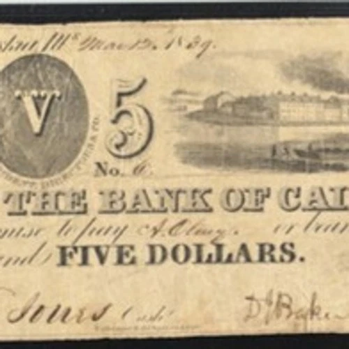 1830's Kaskaskia, Illinois - Bank of Cairo $5 Note -PMG 20 - Very Fine - Image 3 of 4