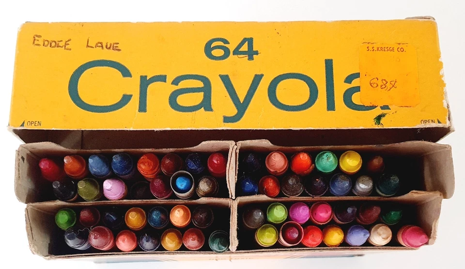 Vintage 64 Crayola Crayons Built-In Sharpener, Binney & Smith - 56 Crayons Only - image 3 of 4
