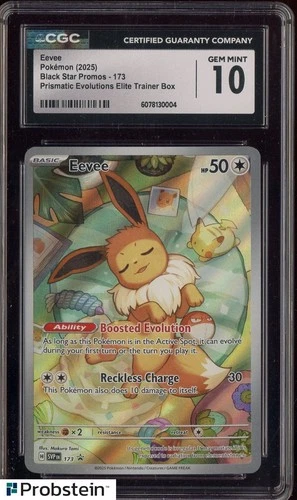 2025 Pokemon BSP Prismatic Evolutions ETB #173 Eevee CGC 10 GEM MINT