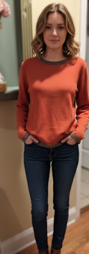 Women’s Tailor Sweater Dark Orange Tan Size Large Holidays