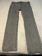 Levis 501 Jeans Mens 36x34 Gray Wash Look Button Fly Straight Leg Denim Red Tab
