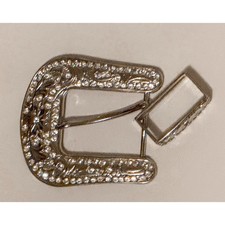 Nocona Silver Tone Buckle With Rhinestones Womens Western Bling Floral Etched
