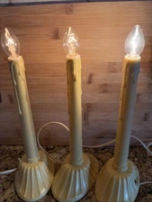 Set  3 Vintage Christmas Window Single Plastic Wax Drip Candle Candolier & Bulbs