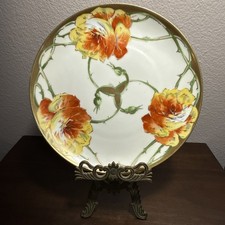 Antique French Limoges Artist Signed Plate with Roses and Gold Accents