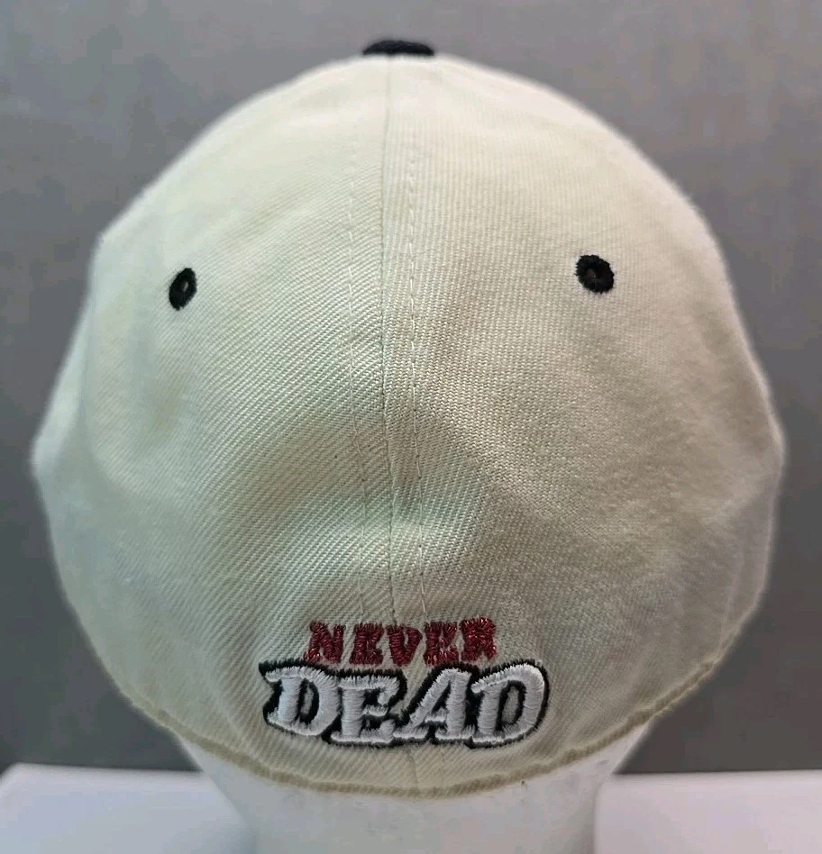 vtg Never Dead hat Skull knife golf tooth white Zephyr fitted SZ 7 1/4 cap - Image 3 of 4