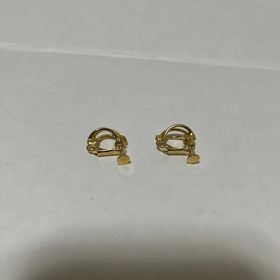 Винтажные золотистые витые серьги-кольца с зажимом Napier - Изображение 2 из 4