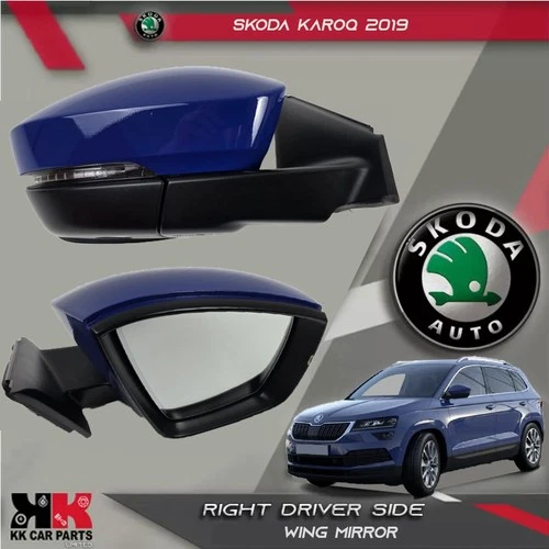 SKODA KAROQ 2019 RIGHT DRIVER WING MIRROR BLUE 11 PIN POWER FOLD OEM 57C857934