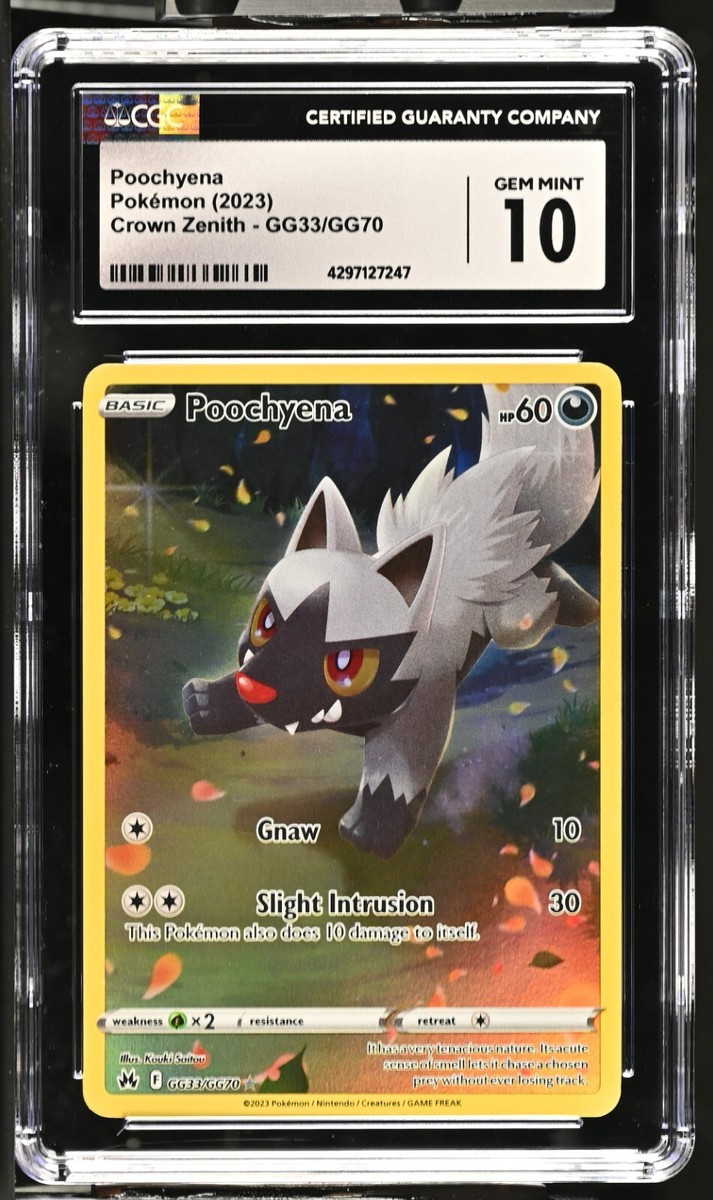 CGC Graded 10 Gem Mint Poochyena GG33/GG70 Crown Zenith Galarian