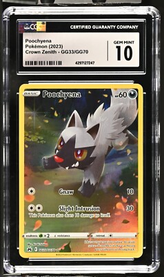 CGC Graded 10 Gem Mint Poochyena GG33/GG70 Crown Zenith Galarian