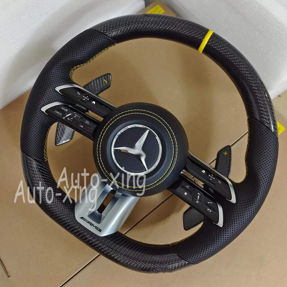 New 2021 Mercedes-Benz AMG Carbon Fiber Steering Wheel C300 G63 E63 GTS GLE S63 - Image 2 of 4