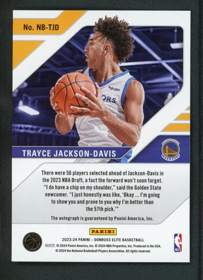 2023-24 TRAYCE JACKSON DAVIS 03/49 AUTO PANINI DONRUSS ELITE NEW BREED ROOKIE RC - Image 2 of 2
