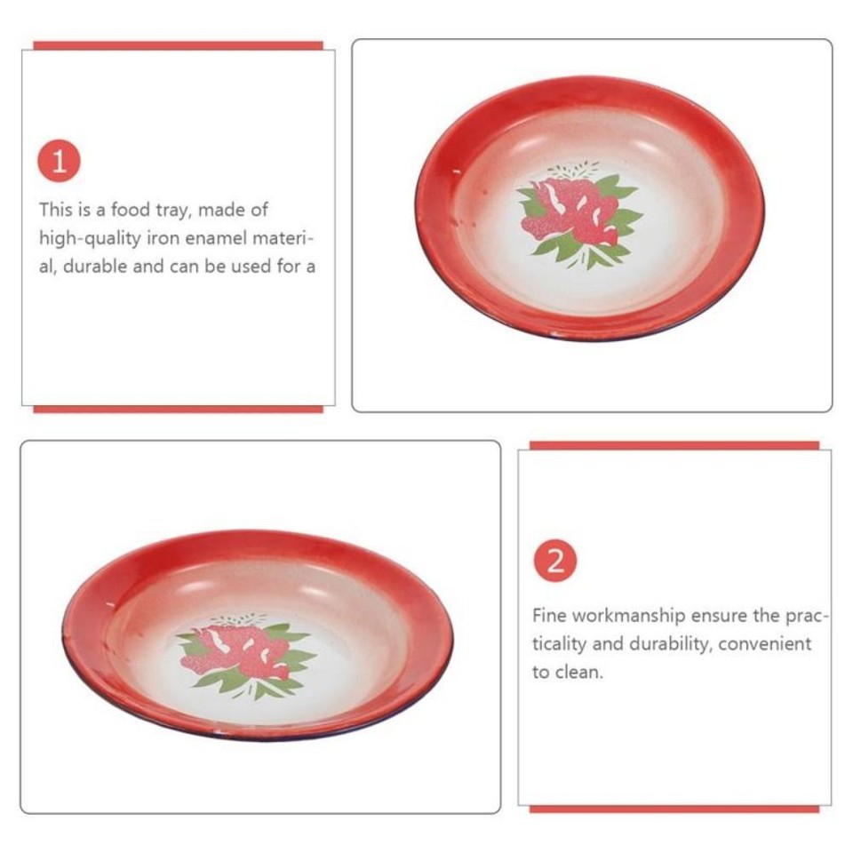 Nostalgic Theme Iron Enamel Dish Plate Iron Enamel Food Storage Tray