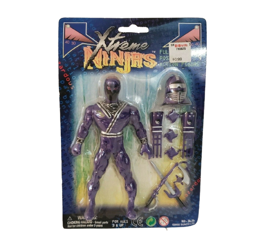 SUNCO XTREME NINJA'S 2002 PURPLE POSEABLE ACTION FIGURE W/ WEAPONS