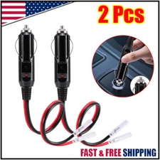 2Pcs Fused Male Car Cigarette Lighter Socket Plug Connector Cable Leads 12V~24V