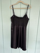 Slip Dress Large Y2K Style Black Satin Lingerie Adjustable Strap